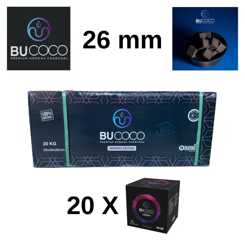 Bucoco Fusion Edition 26 mm 20 kg Koli Nargile Kömürü